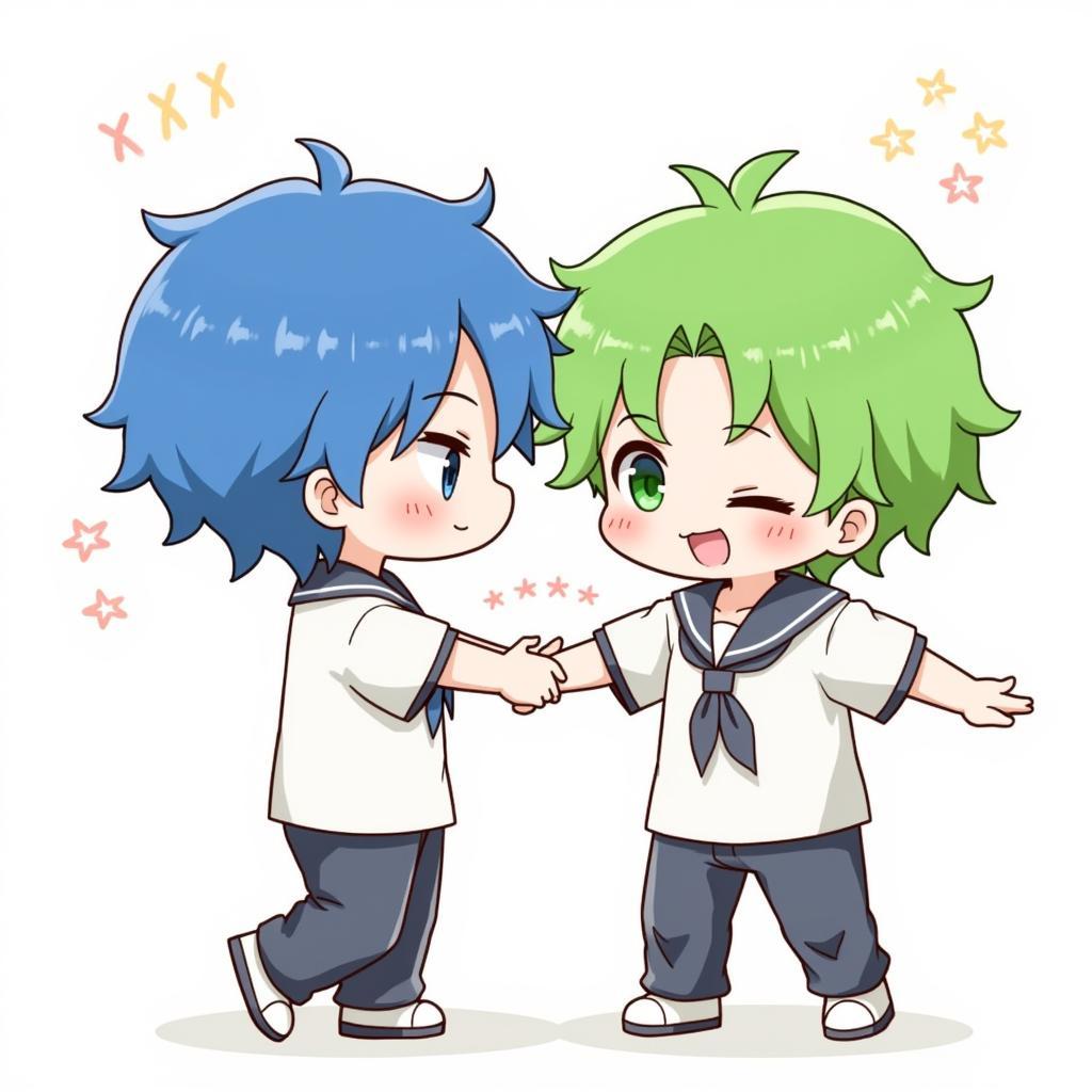 Two Chibi Boys Holding Hands