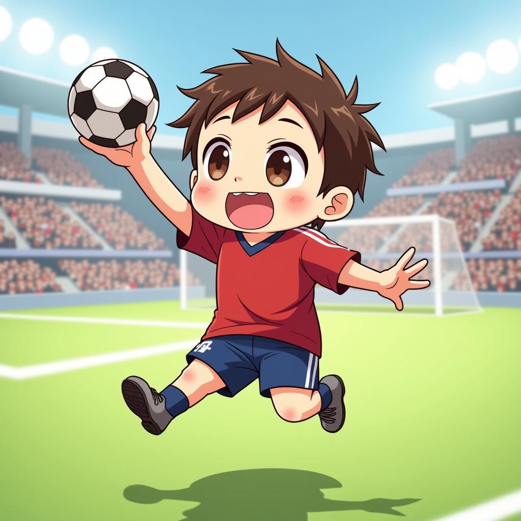 Chibi Footballer Celebrating Goal