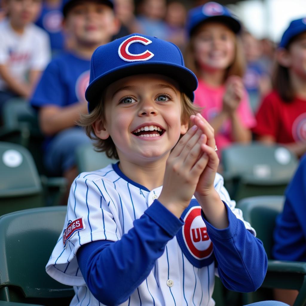 Chicago Cubs fan cheering at Wrigley Field