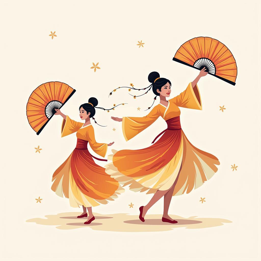 Chinese Fan Vector in Dance Performance