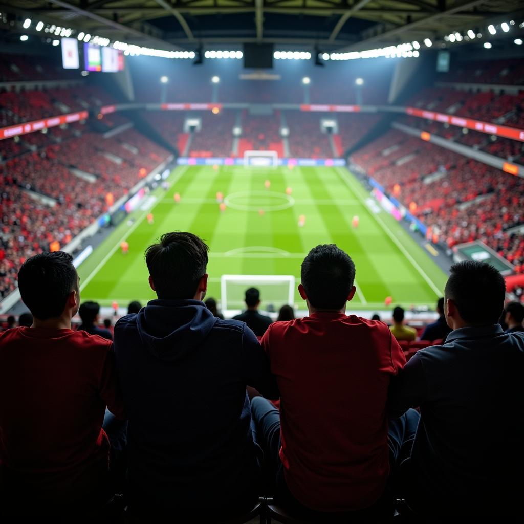 Chinese Football Fans Watching a Match