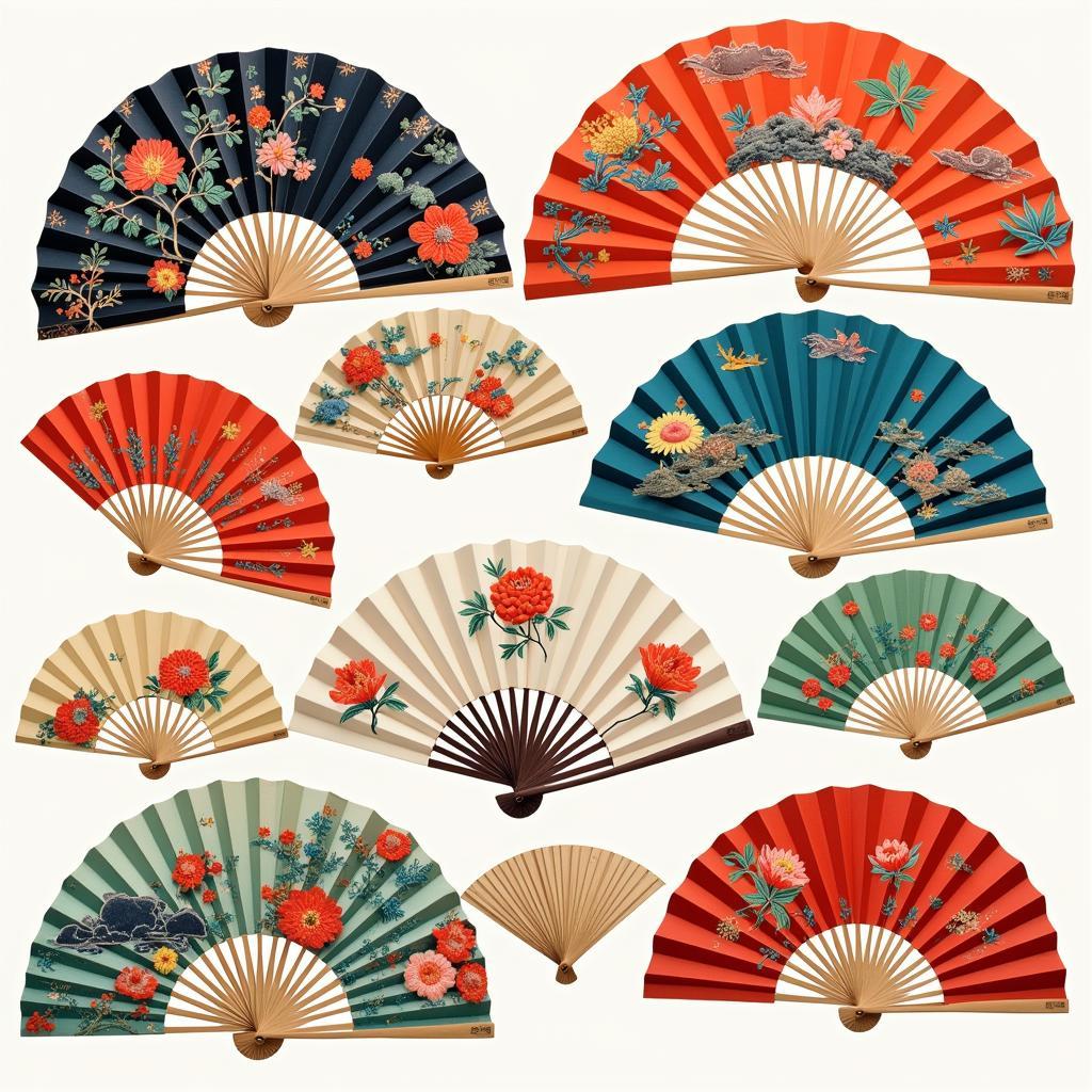 Various Chinese Paper Fan Designs