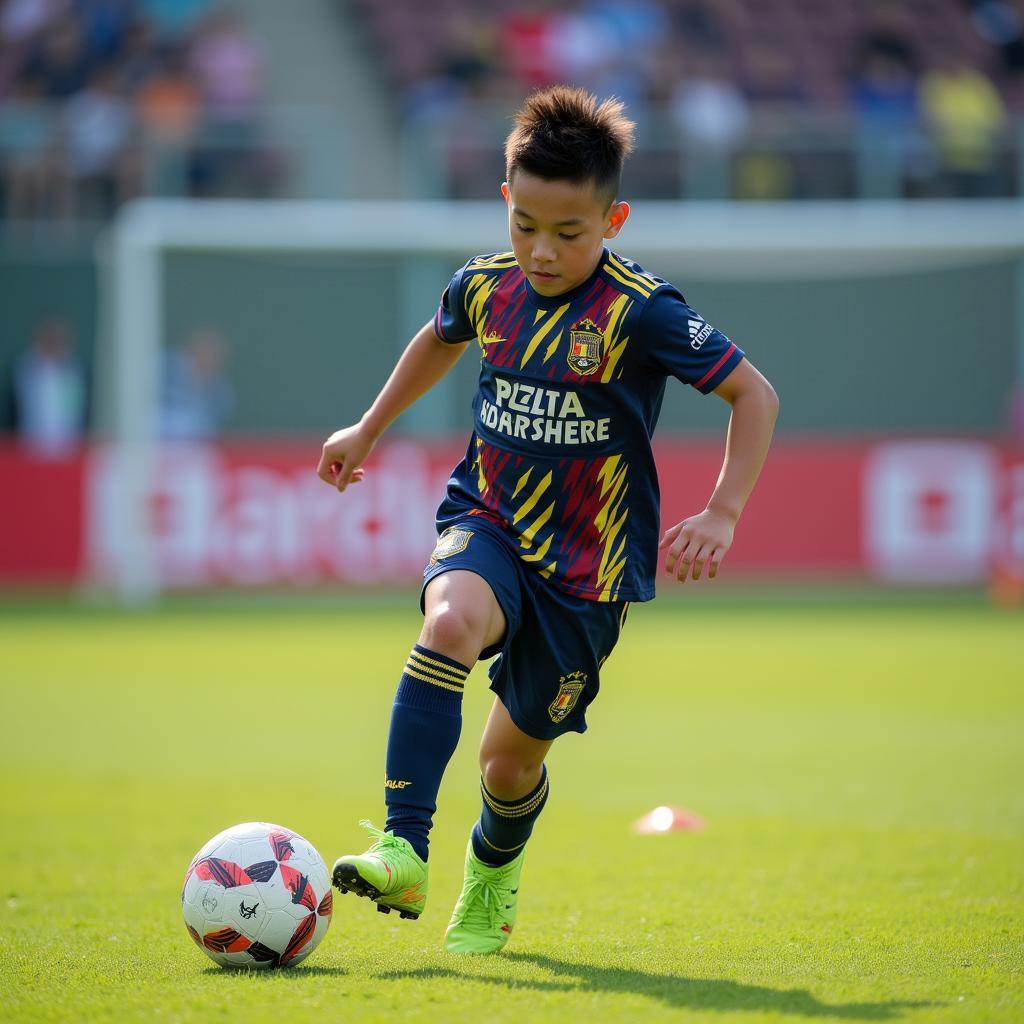 Chow Chee Fan playing youth football