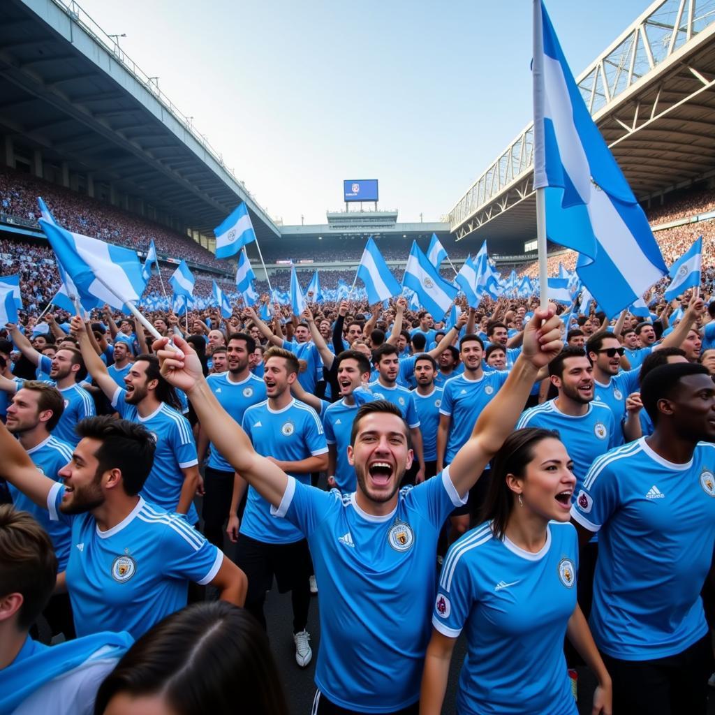 City fans marching to the stadium