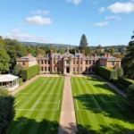 Claremont Fan Court School building and expansive grounds.