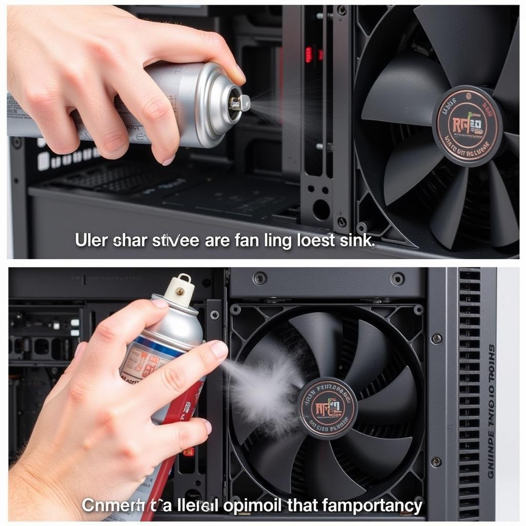 Cleaning a computer fan from dust using compressed air