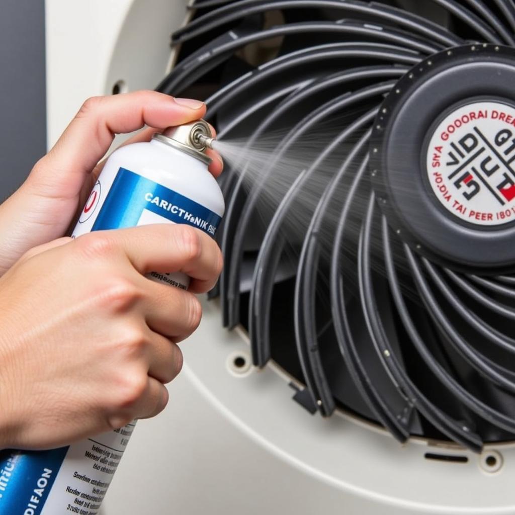 Cleaning a Cooling Fan with Compressed Air