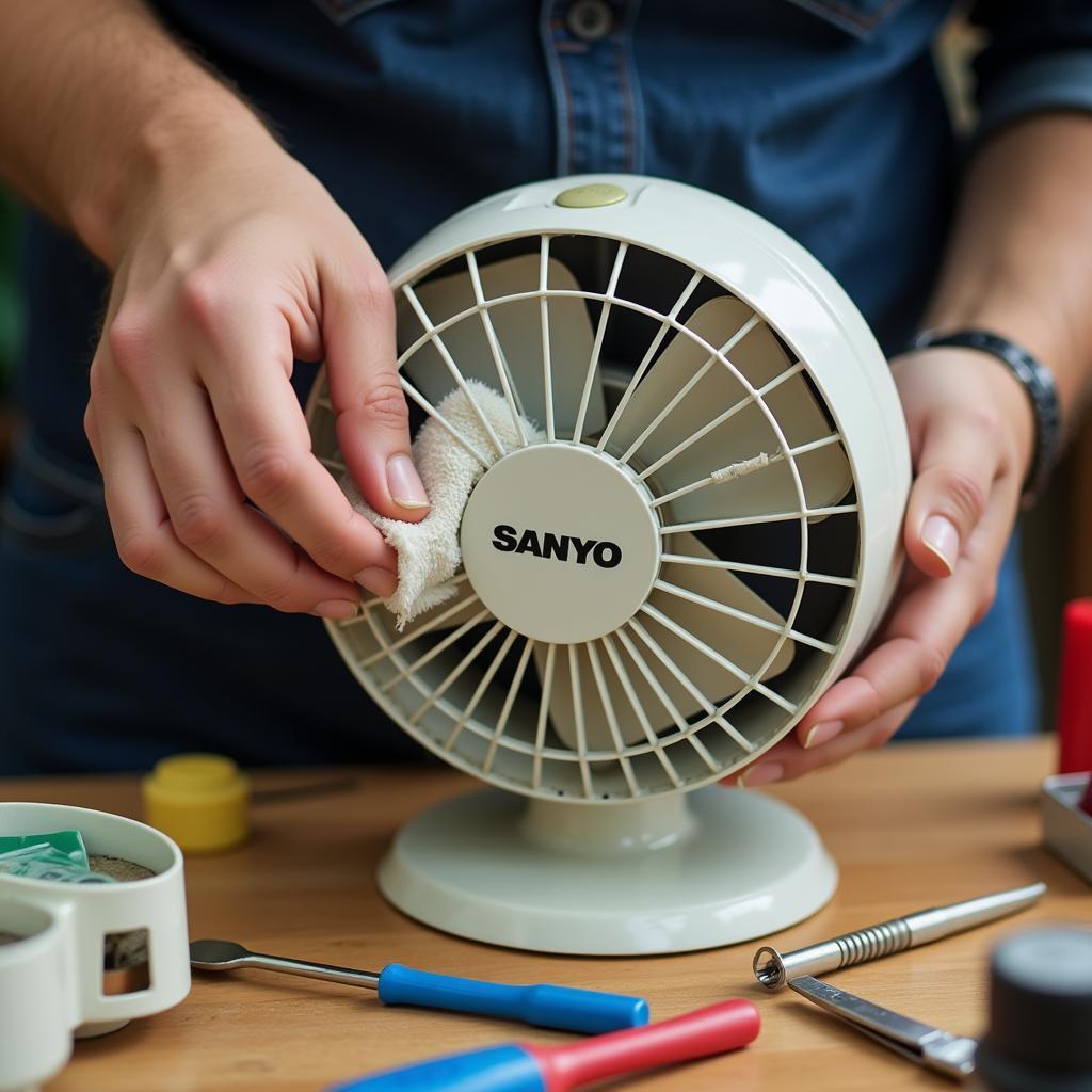 Cleaning a vintage Sanyo fan from the 1960s