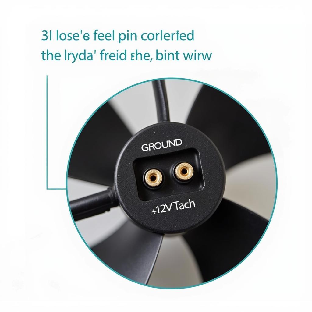 Detailed view of a 3-pin fan connector with labels for each pin