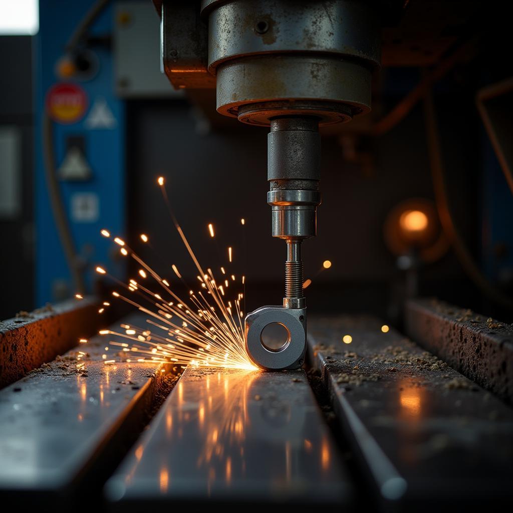 Close-up shot of a machine part being manufactured