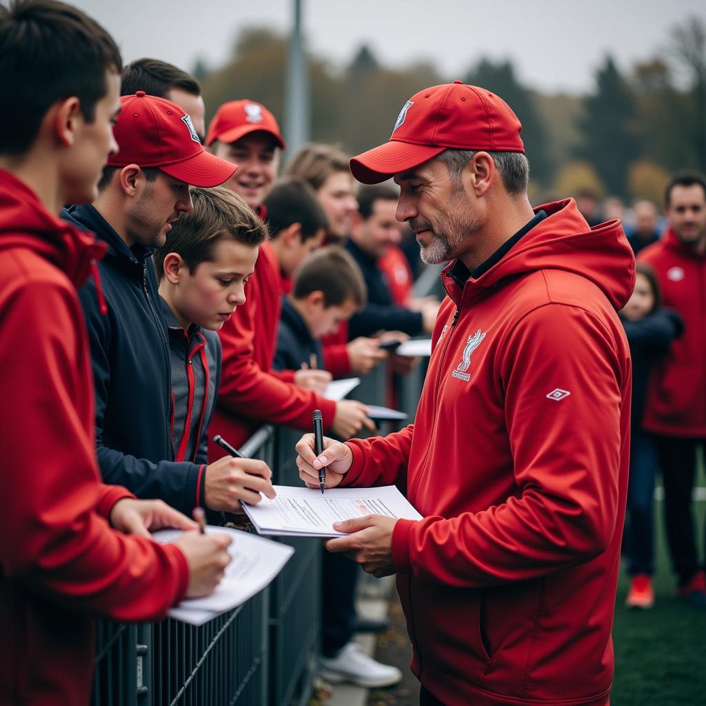 Football Coach Signing Autographs for Fans