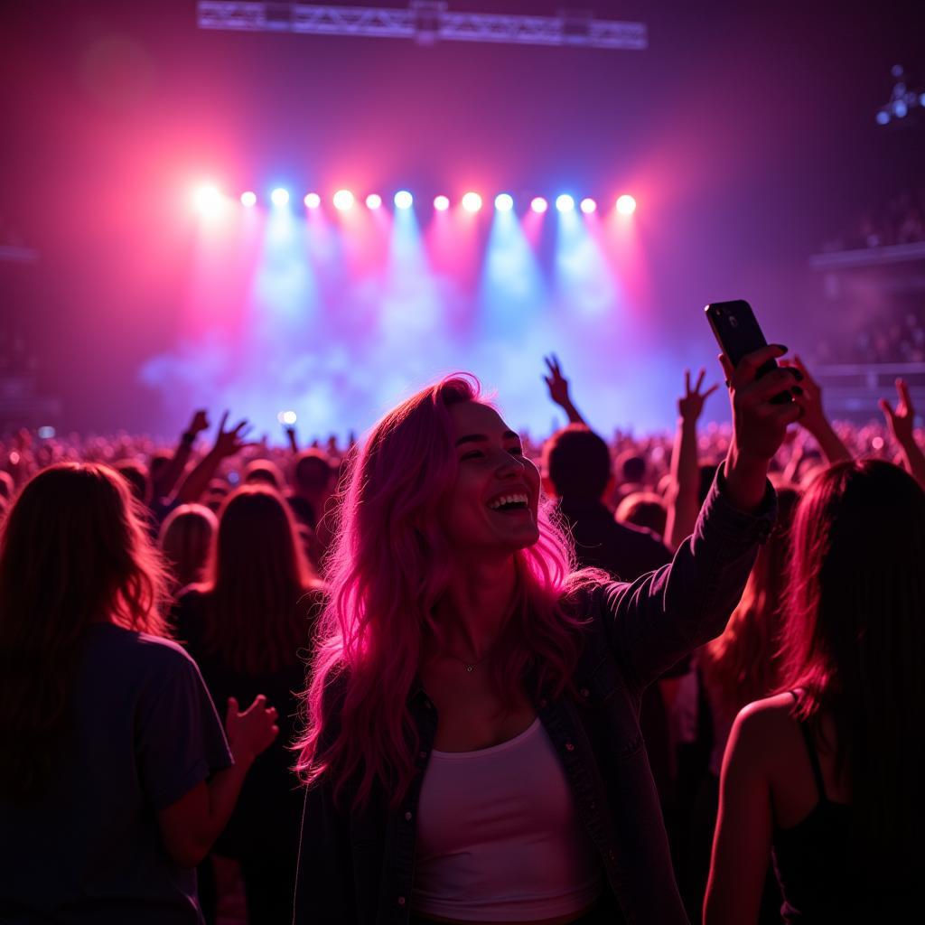 Fan taking a selfie at a Coldplay concert