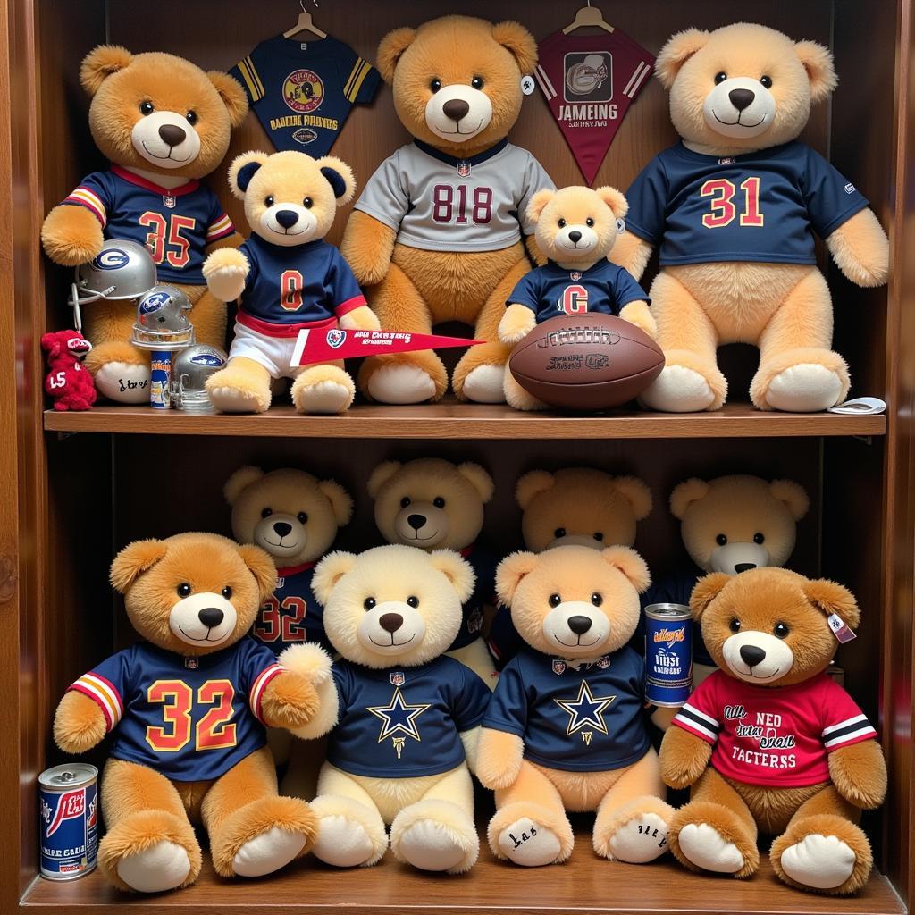 Collection of Teddy Bear Football Memorabilia