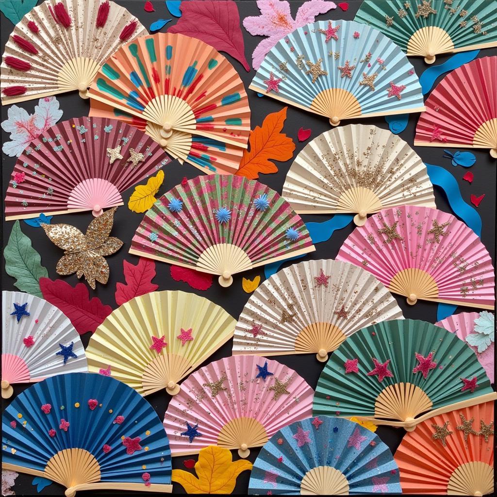 Colorful paper fan decoration ideas