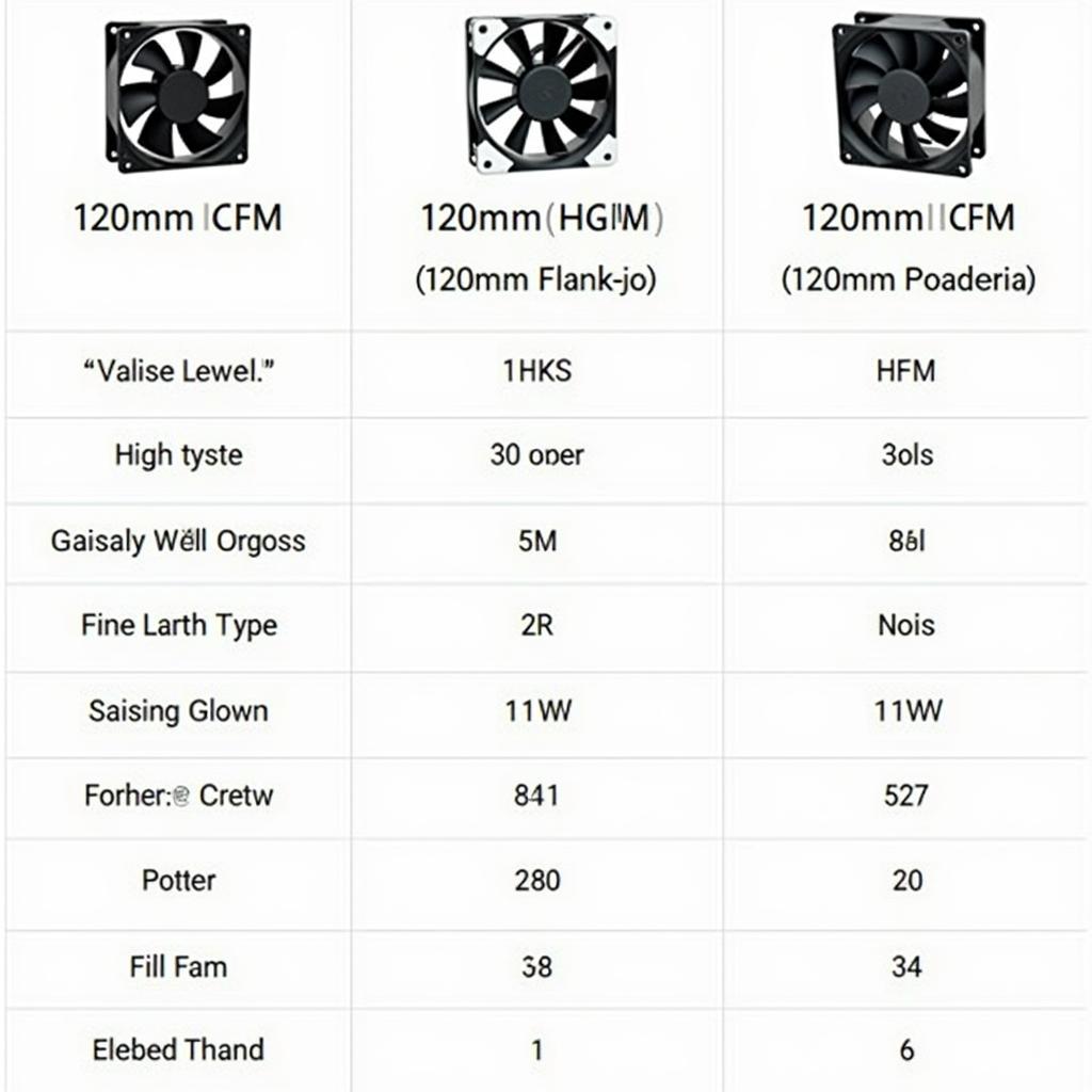 Comparing Fan Nguồn 12cm Specifications