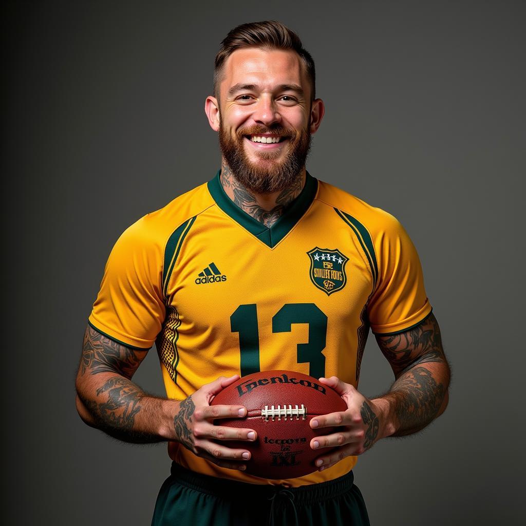 Conor McGregor wearing a football jersey