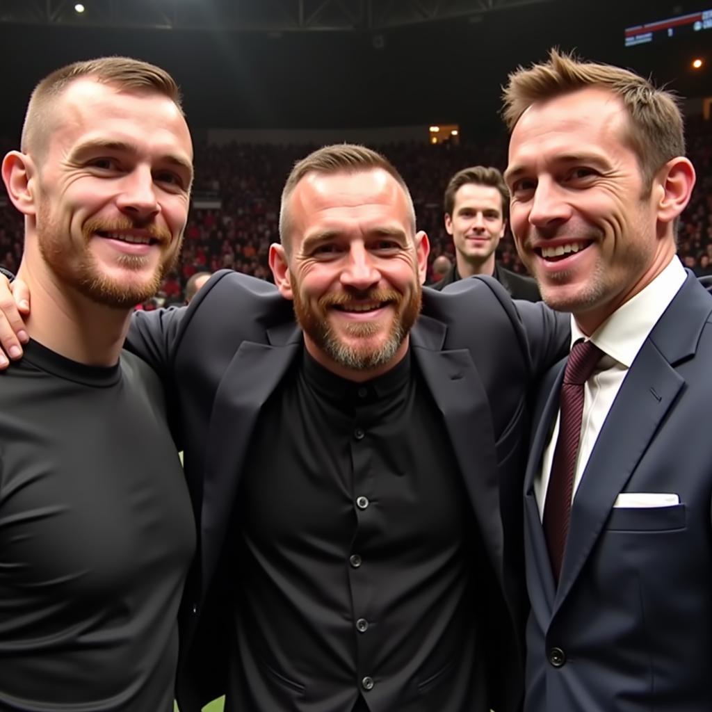 Conor McGregor posing with football legends