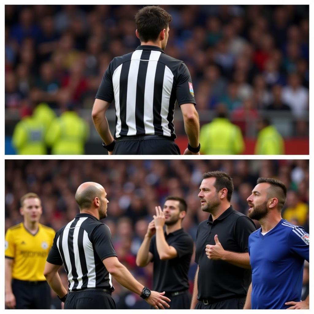 Fans debating a controversial call during a football match