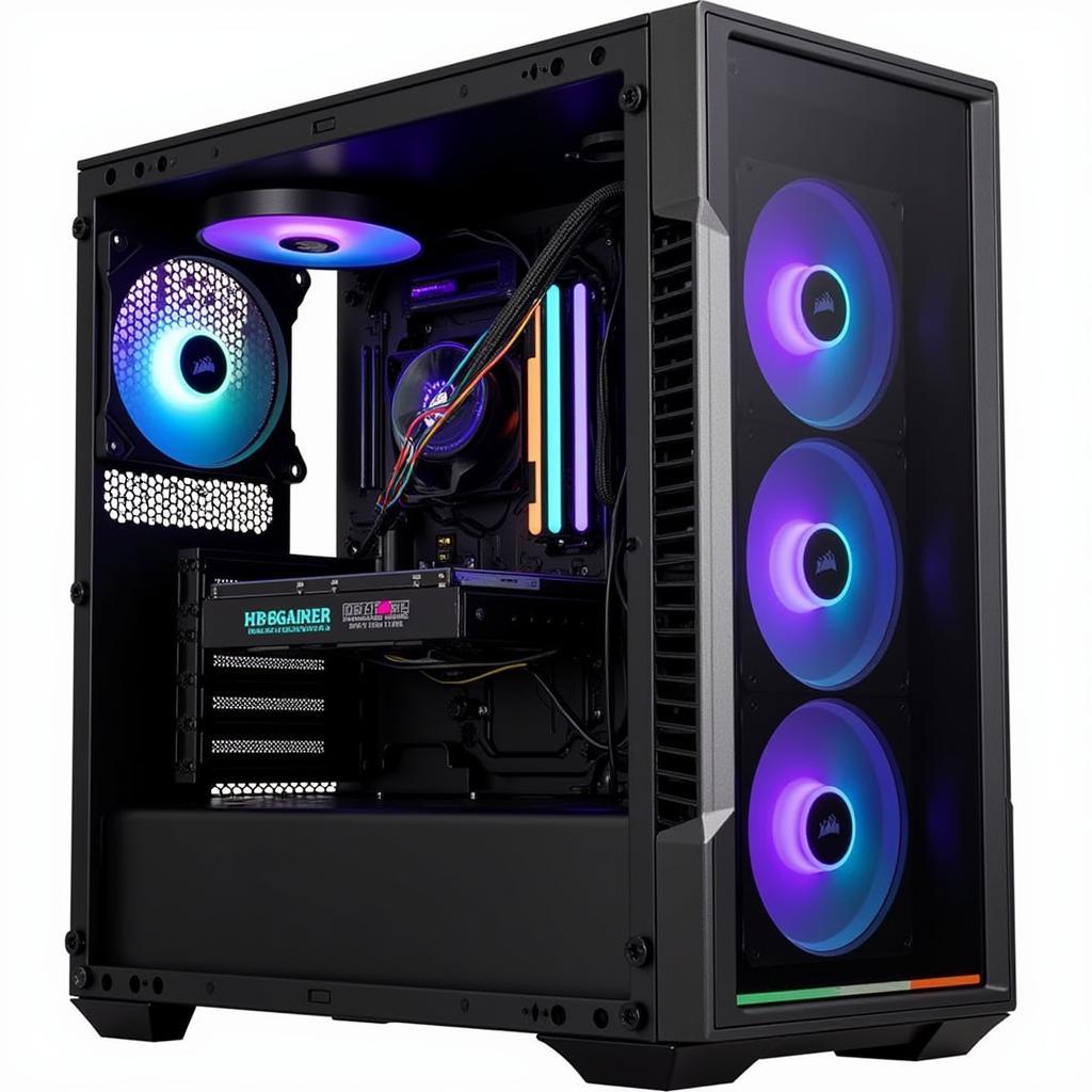 Cooler Master H500P Case with installed Corsair RGB Fans