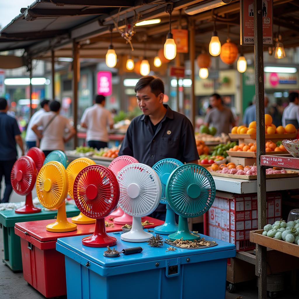 Coolman Fan 12 LED in a Saigon Market