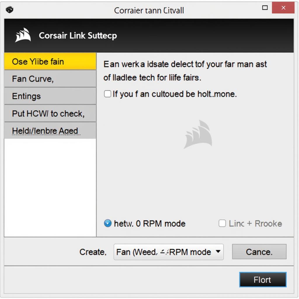 Corsair Link Software Fan Control Panel