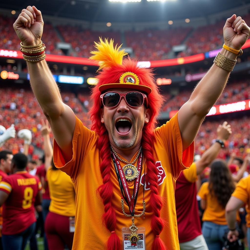 Cos Fan in a Football Stadium