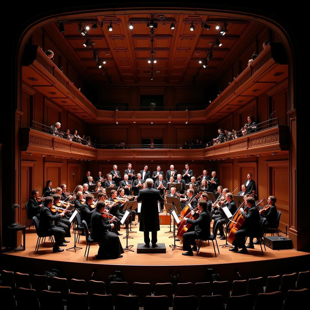 The orchestra pit during a performance