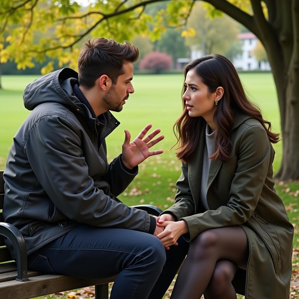 Couple Discussing Football Boundaries