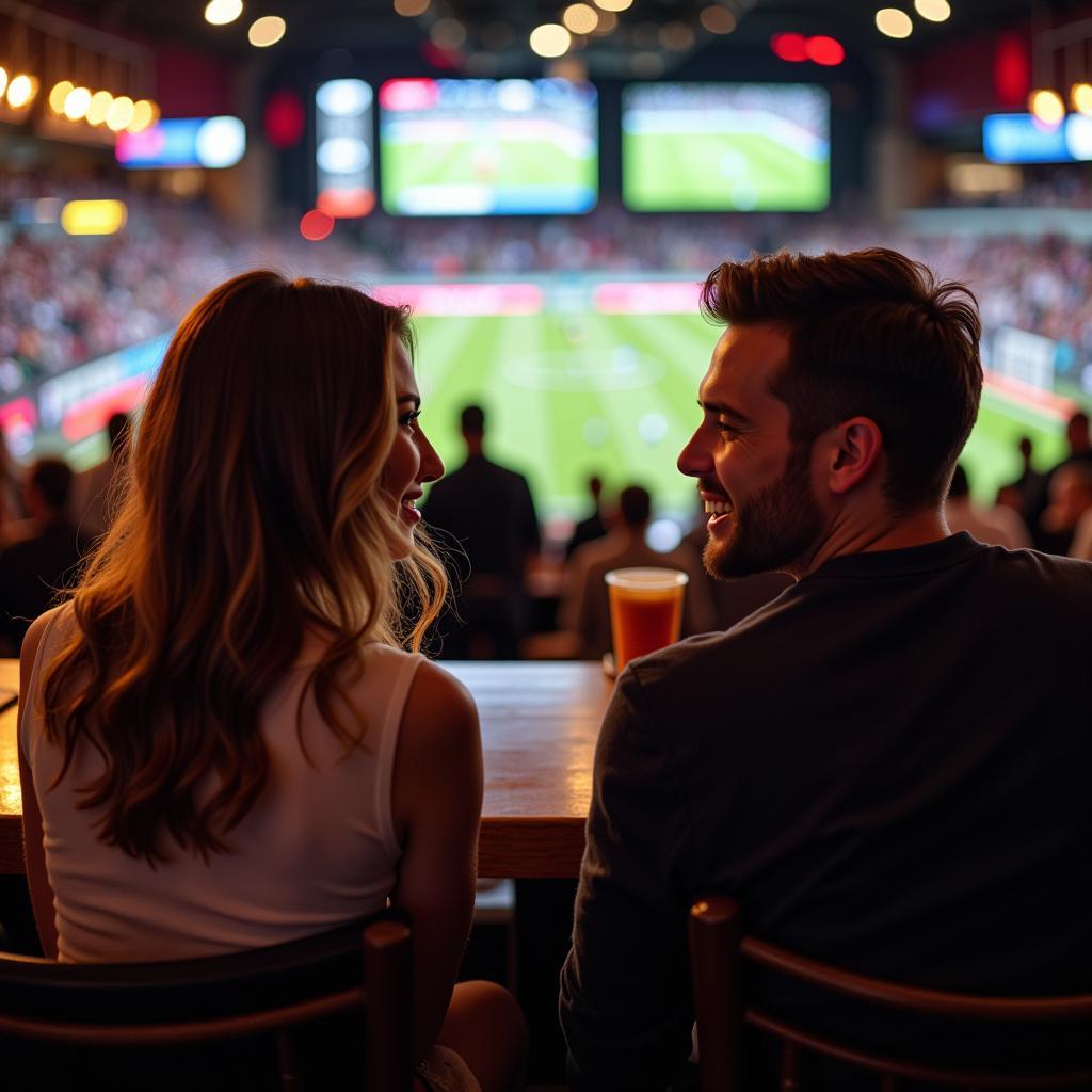 Couple Watching Football Game in a Sports Bar