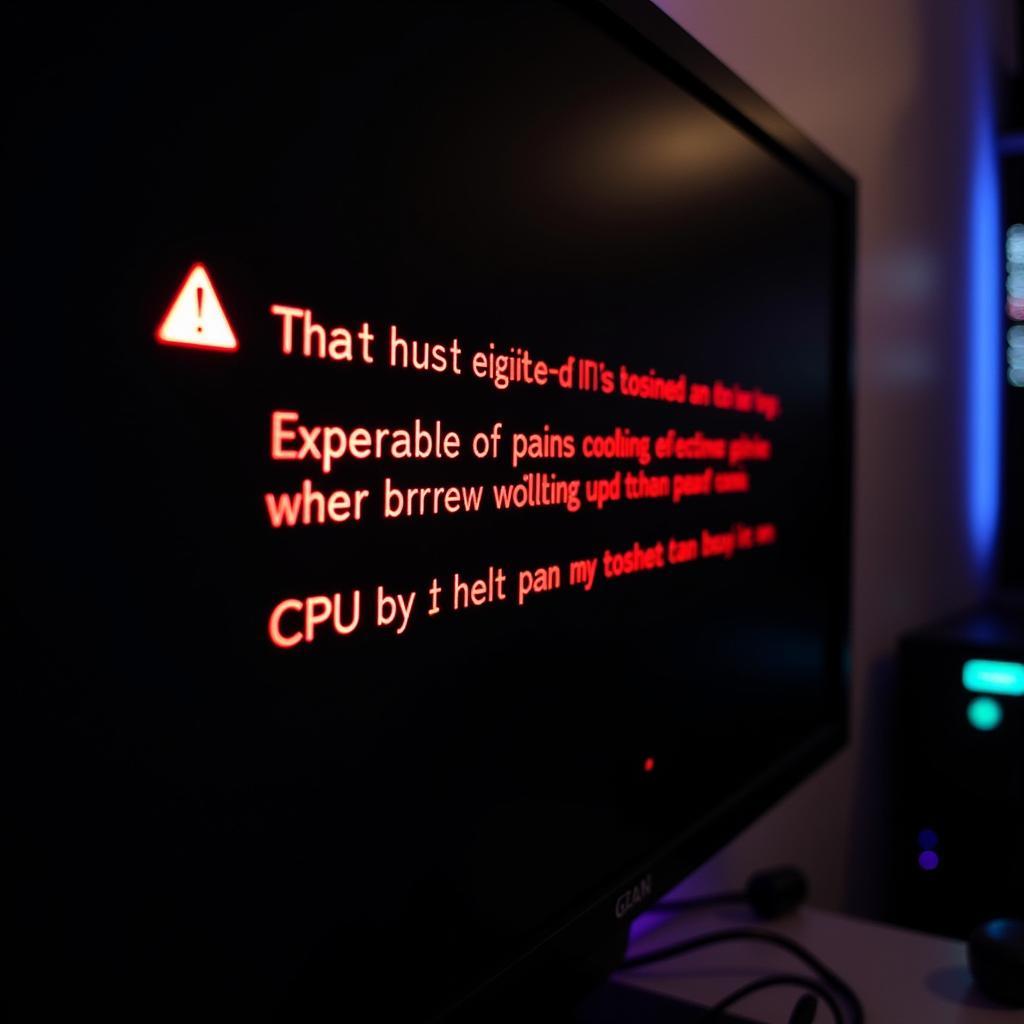 CPU overheating warning sign on a computer screen