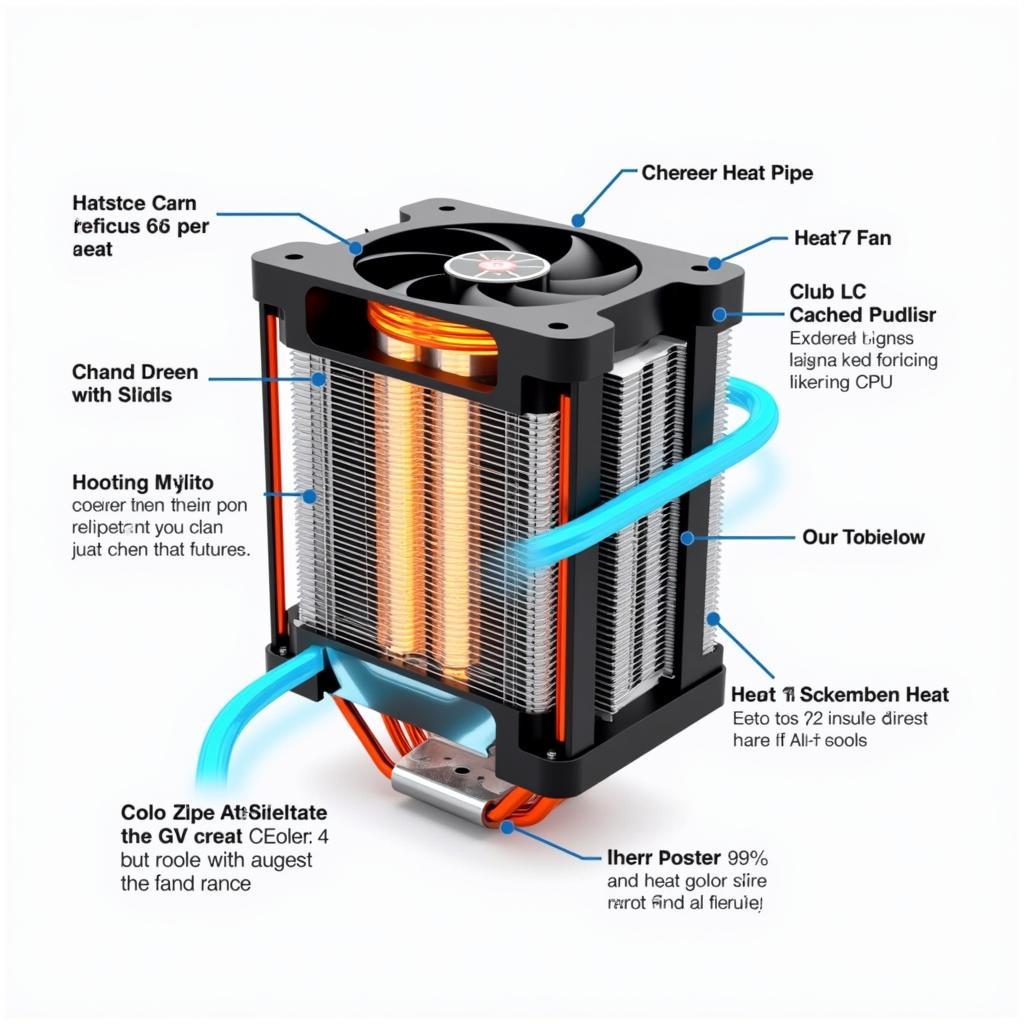 Diagram illustrating the structure and airflow of a CPU tower cooler