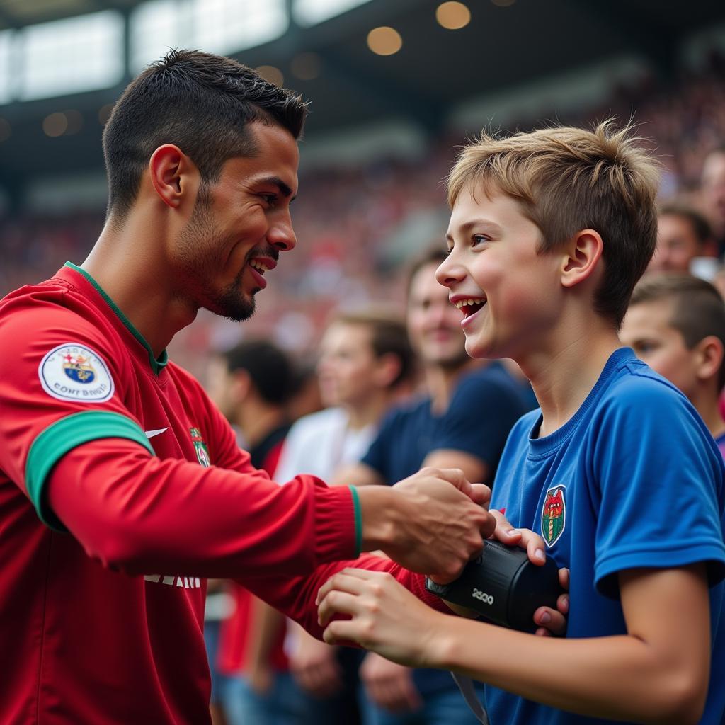 Cristiano Ronaldo inspiring a young fan