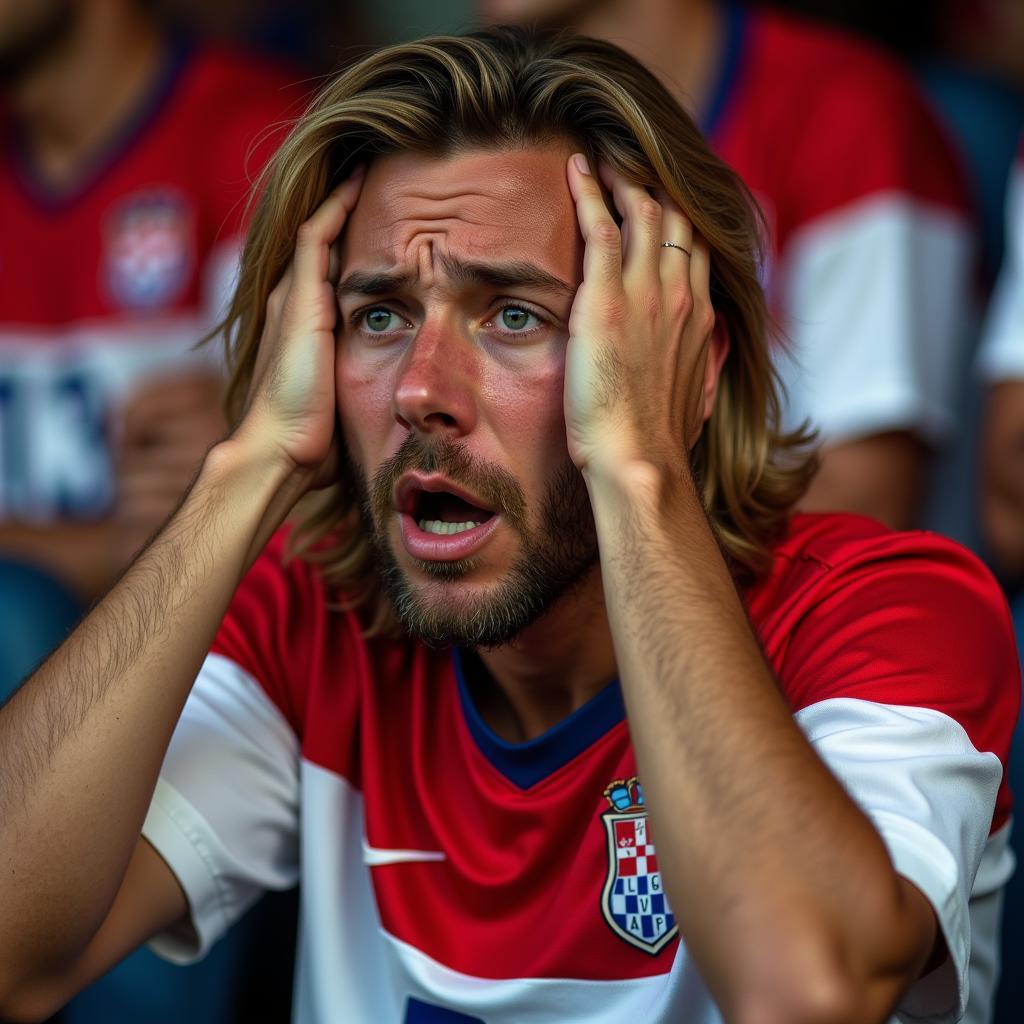 Croatian fan crying after the World Cup final