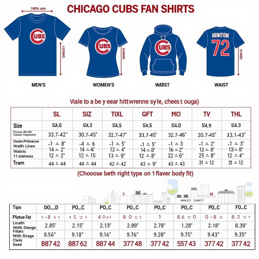 Chicago Cubs Fan Shirt Sizing Guide