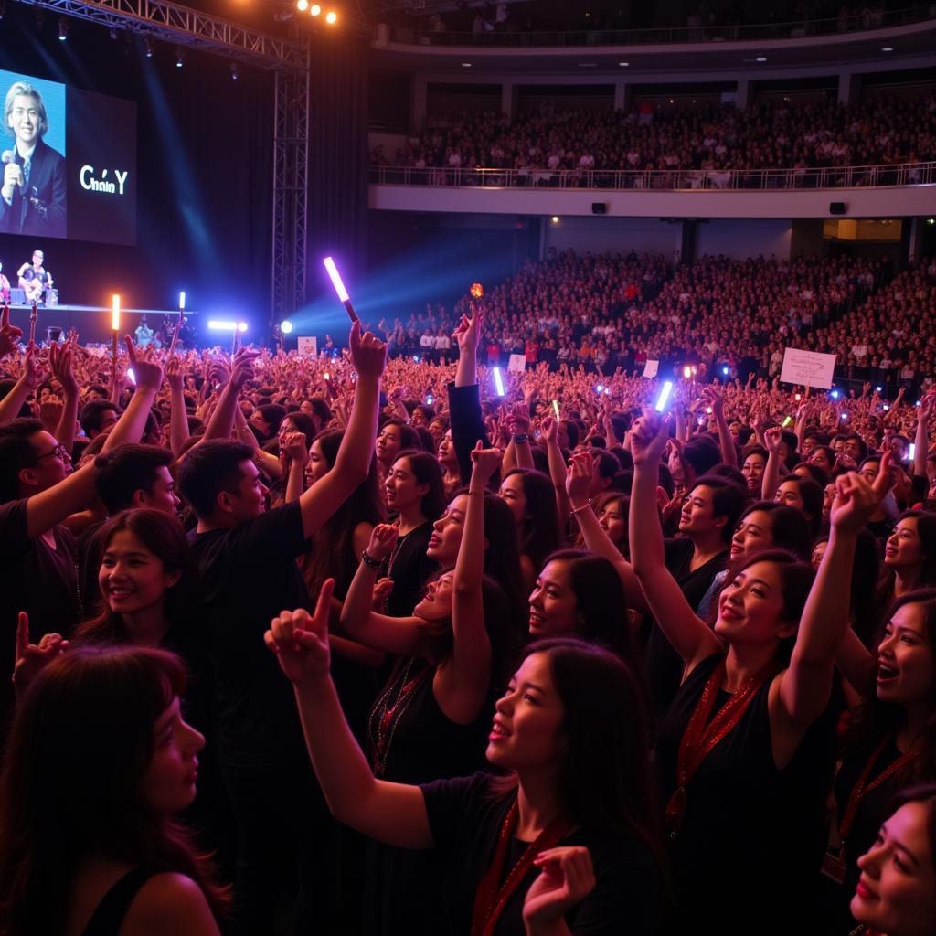 Fans gather at a Cúc Tịnh Y fan meeting