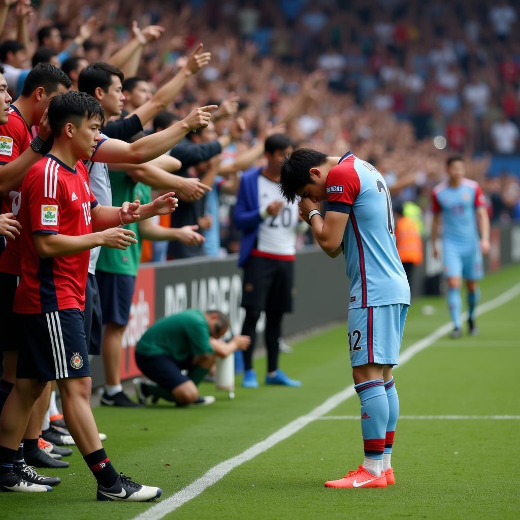 Son Heung-min bowing to fans