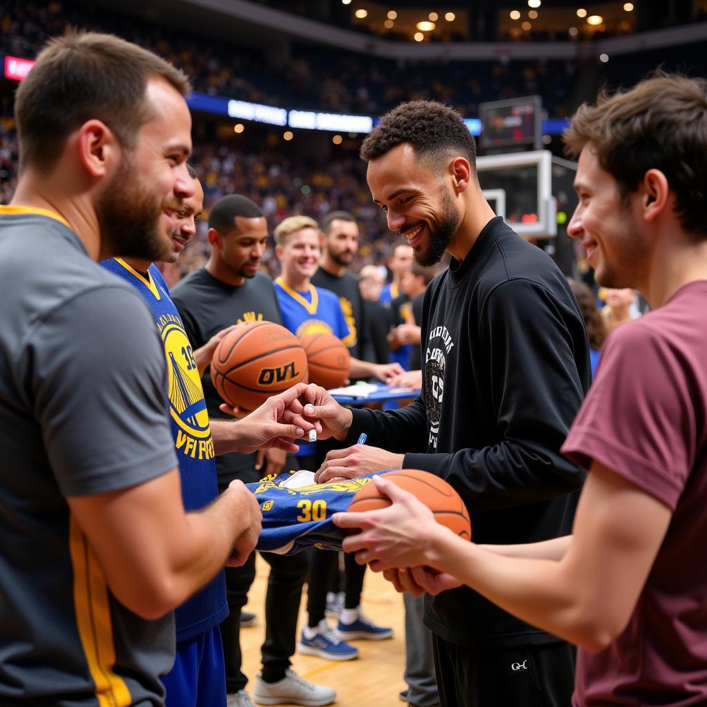 Stephen Curry signing autographs for fans