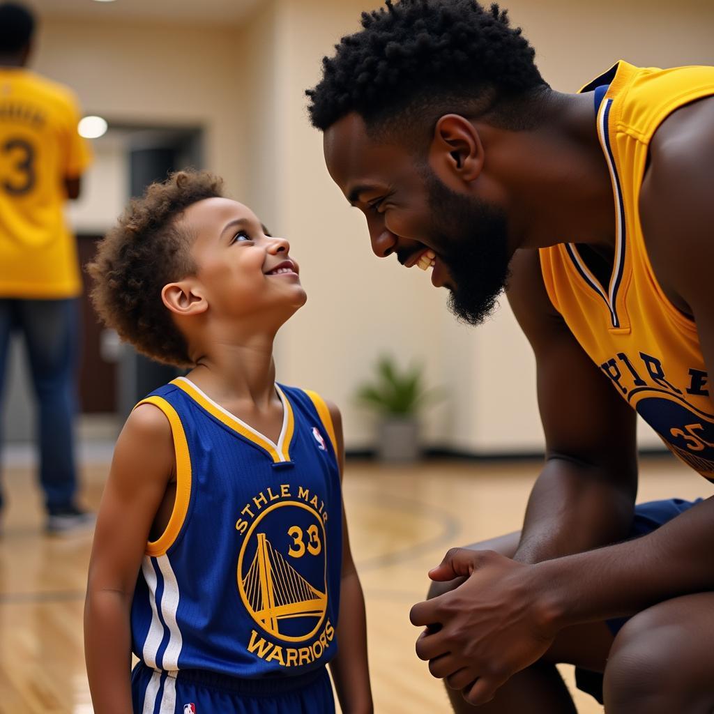 Stephen Curry meets young fan