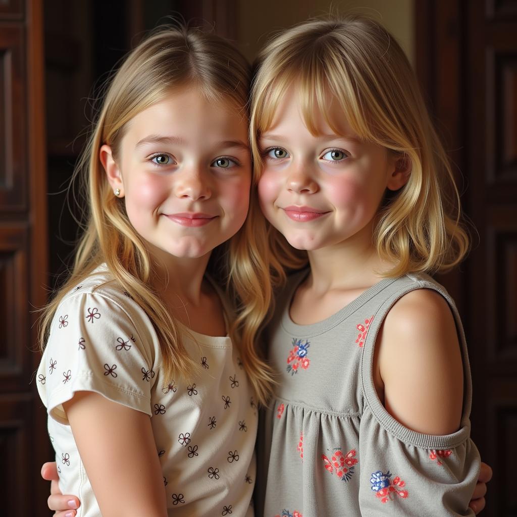 Dakota and Elle Fanning in their childhood