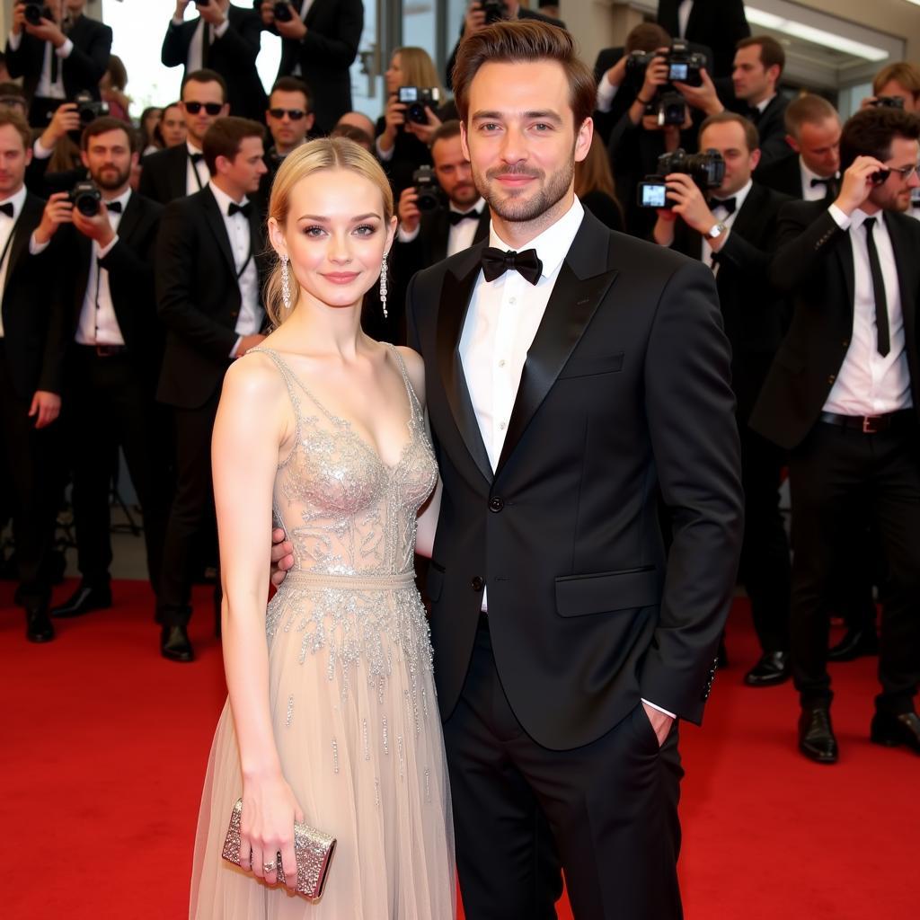 Dakota Fanning and Tom Sturridge at a film premiere