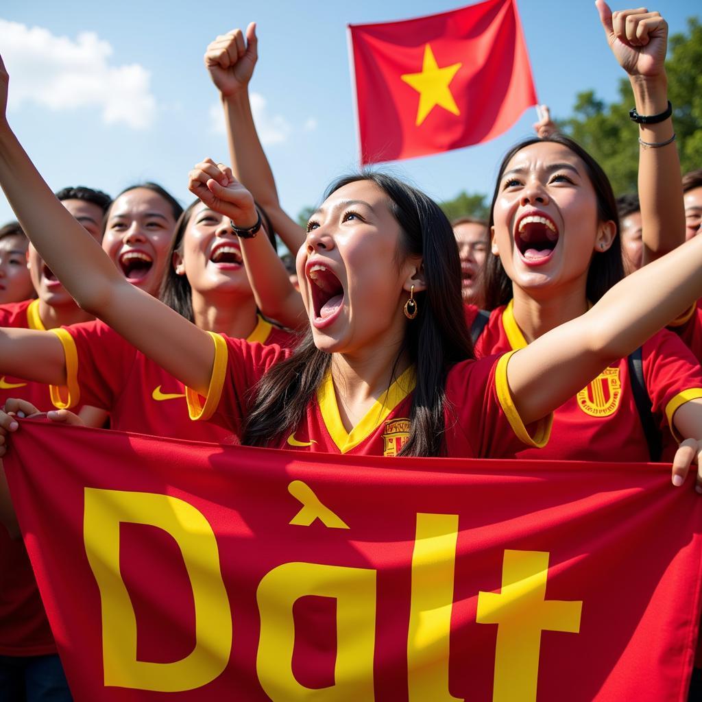 Fans celebrating in Dalat