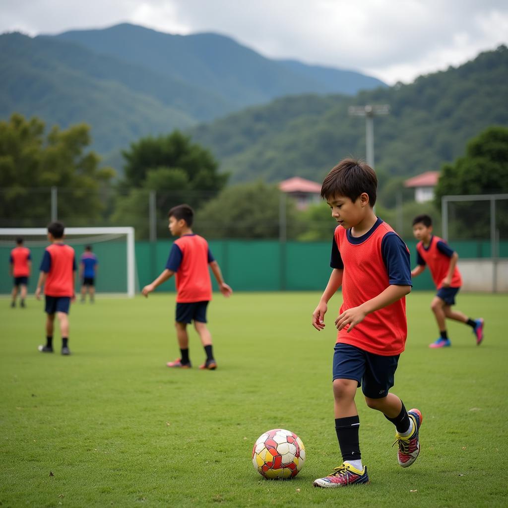 Young footballers in Dalat