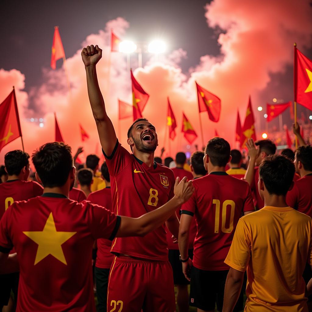 Vietnamese Football Fans Celebrating