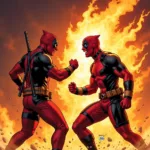 Deadpool and Firefist facing off