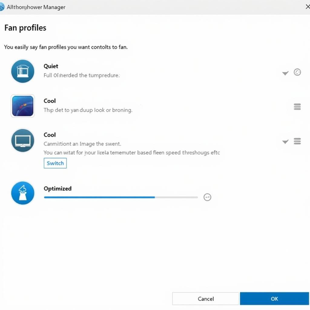 Dell Power Manager interface with fan control options