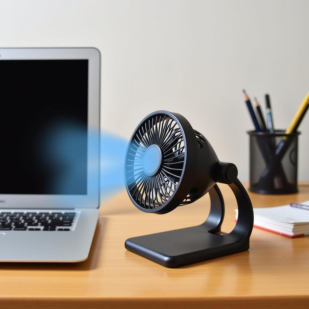 Compact Desk Fan on Office Desk