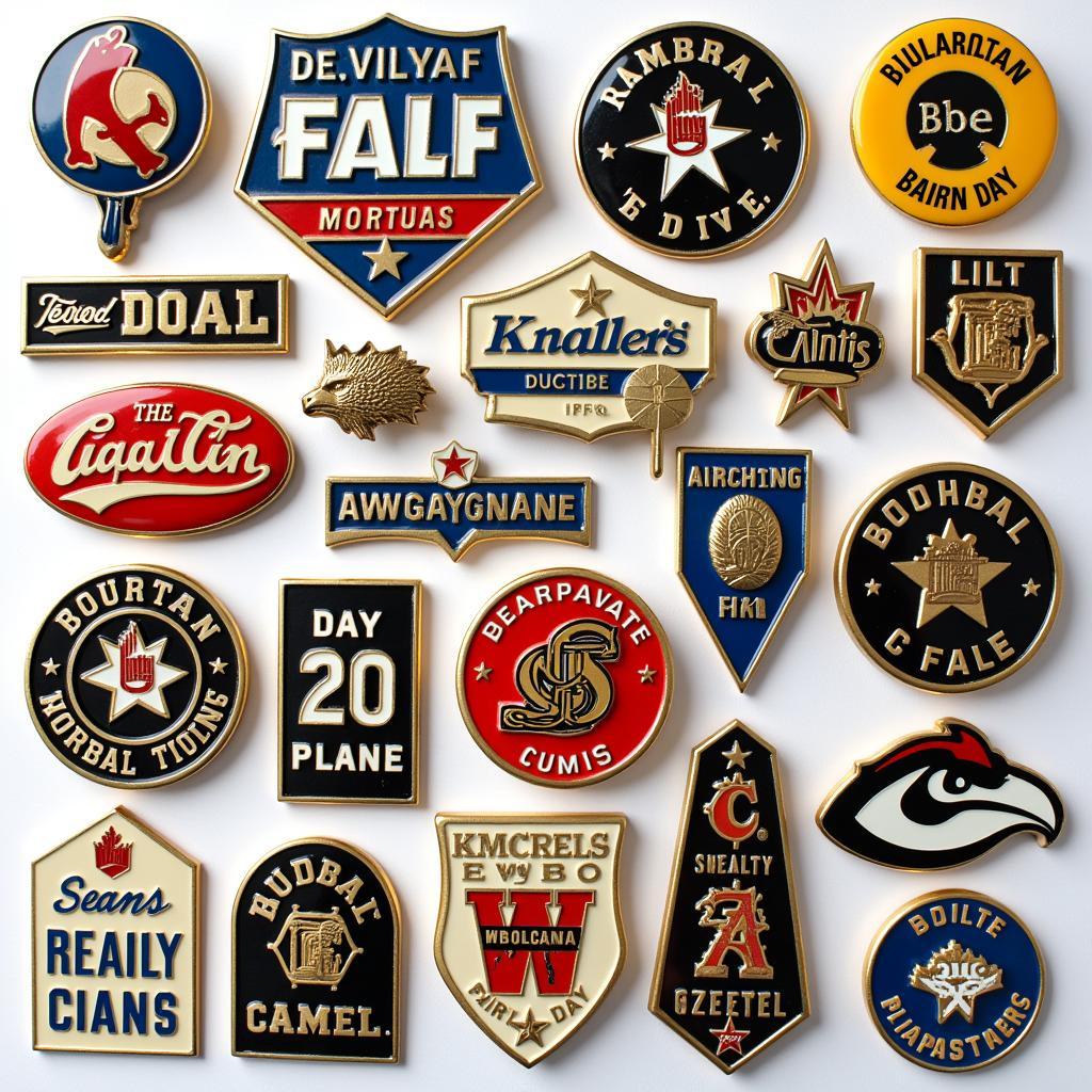 A collection of various die-hard fan badges