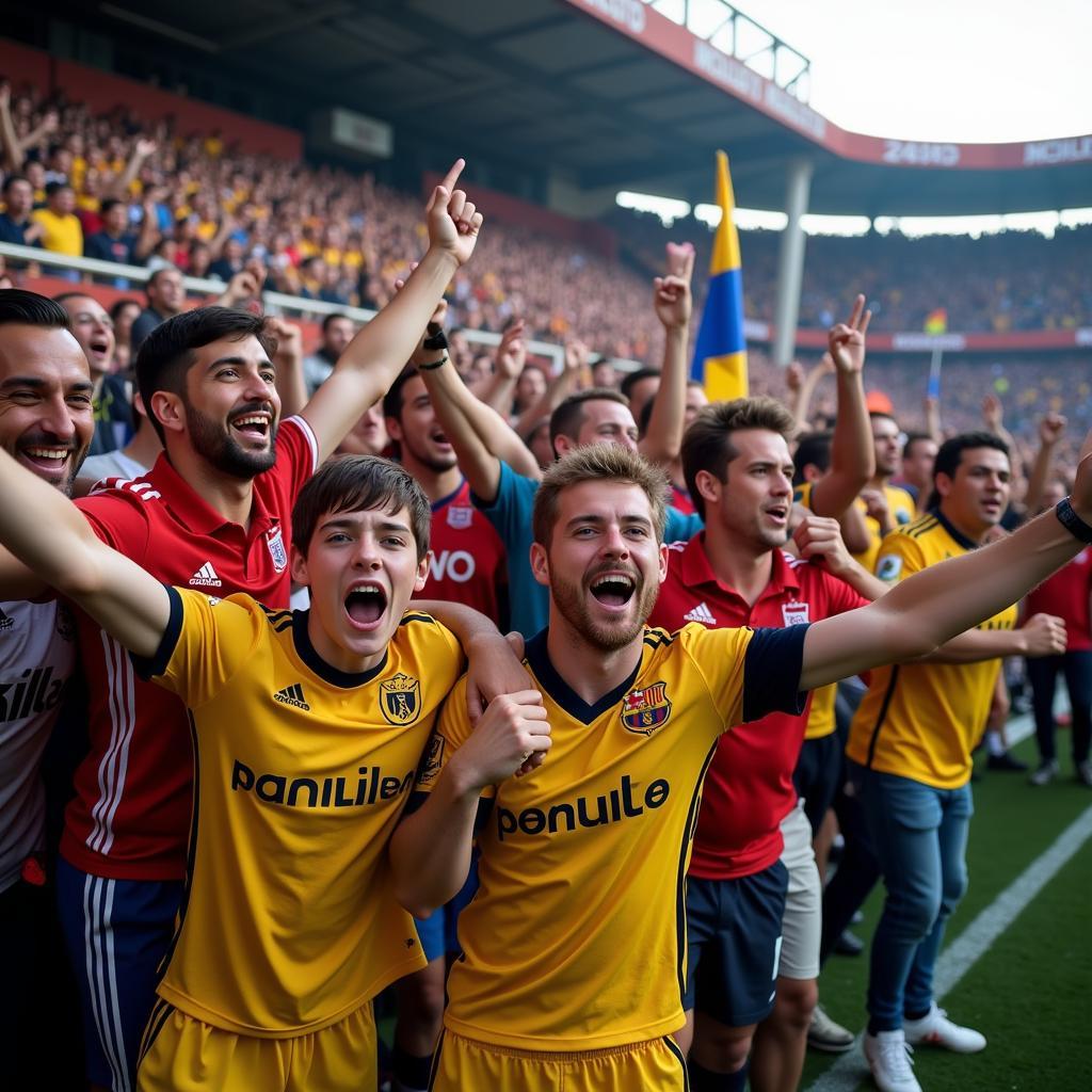 Fans celebrating a goal