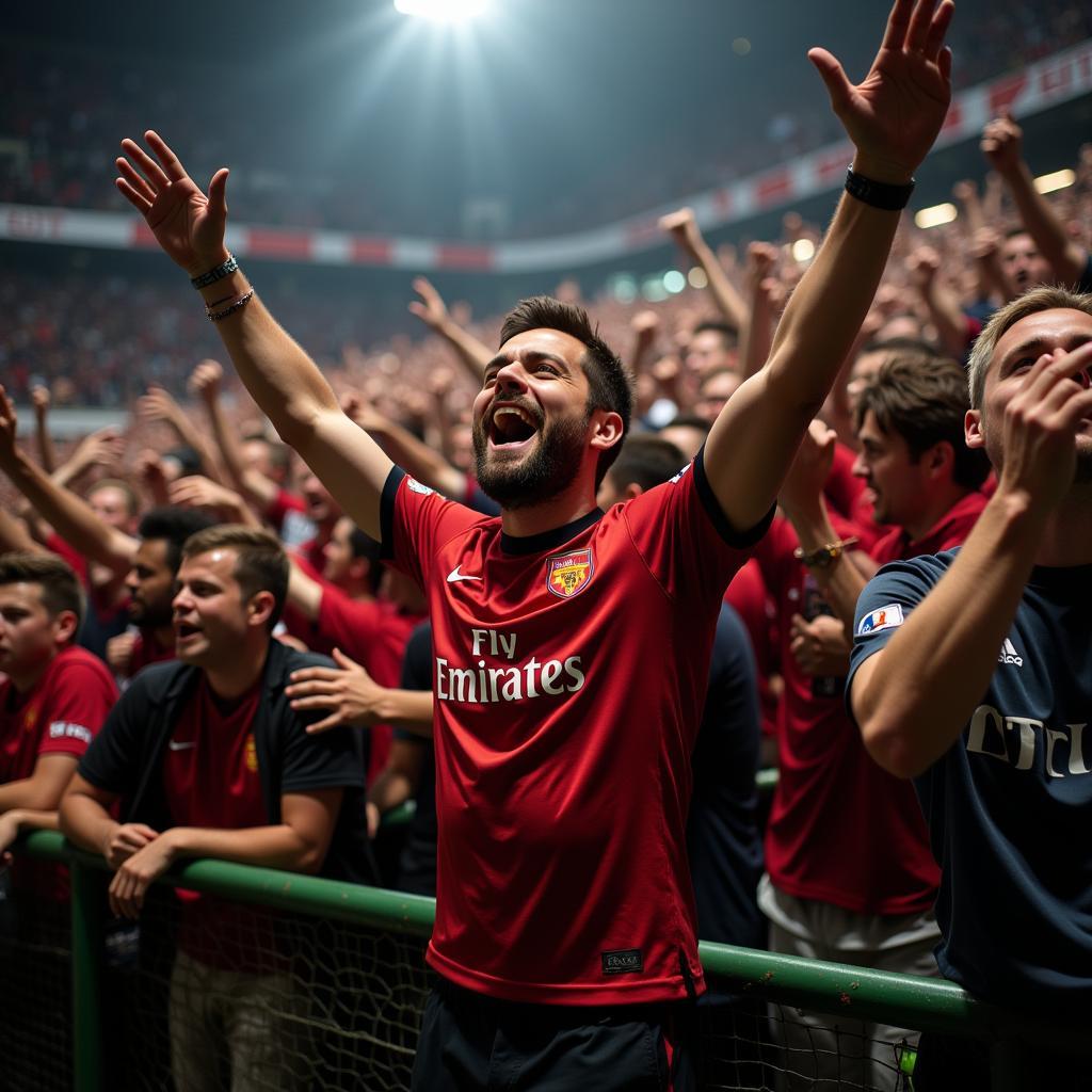  Diehard fans celebrating a goal 