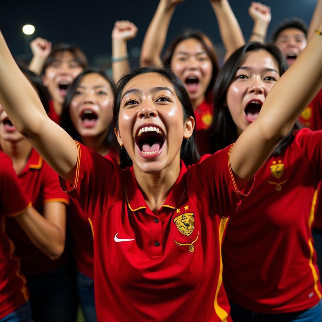 Vietnamese Football Fans Celebrating